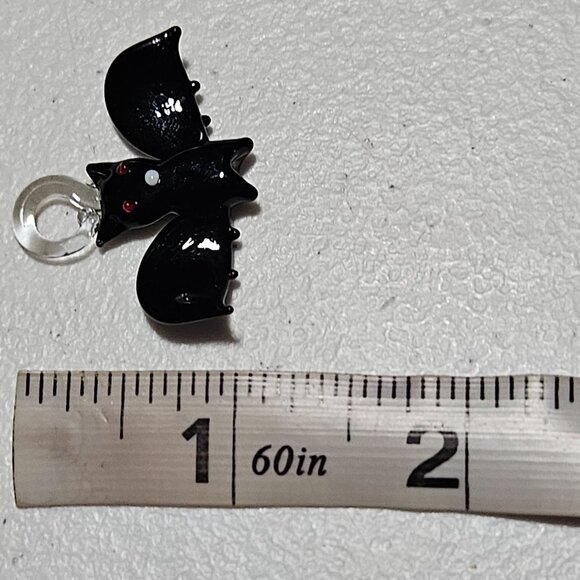 Handmade Glass Halloween Bat Pendant Charm Necklace Bracelet Jewelry Crafting - Picture 3 of 3